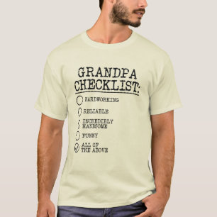 Funny Grandpa Checklist Hardworking Awesome T-Shirt