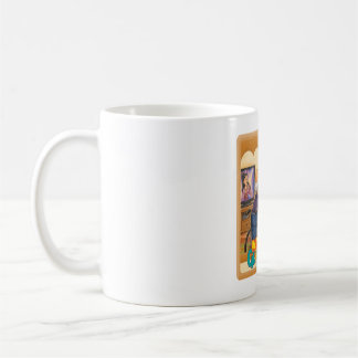 Funny Grandpa Confusing Mirror with TV Drawing Coffee Mug