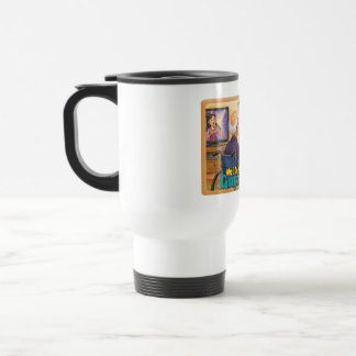 Funny Grandpa Confusing Mirror with TV Drawing Travel Mug