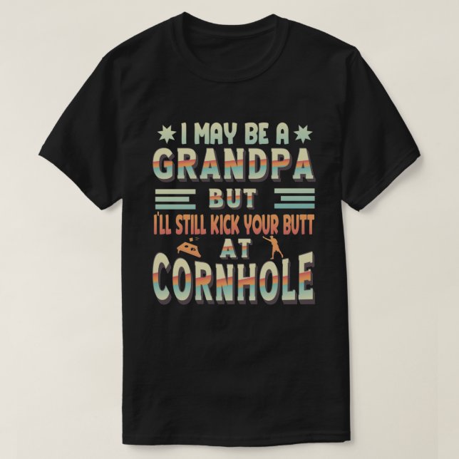 Funny Grandpa Cornhole Humour, Cornhole player T-Shirt (Design Front)
