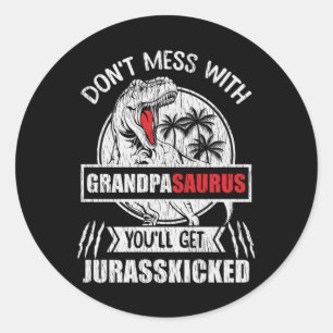 Funny Grandpa Dinosaur Gift Grandpasaurus Dino Classic Round Sticker