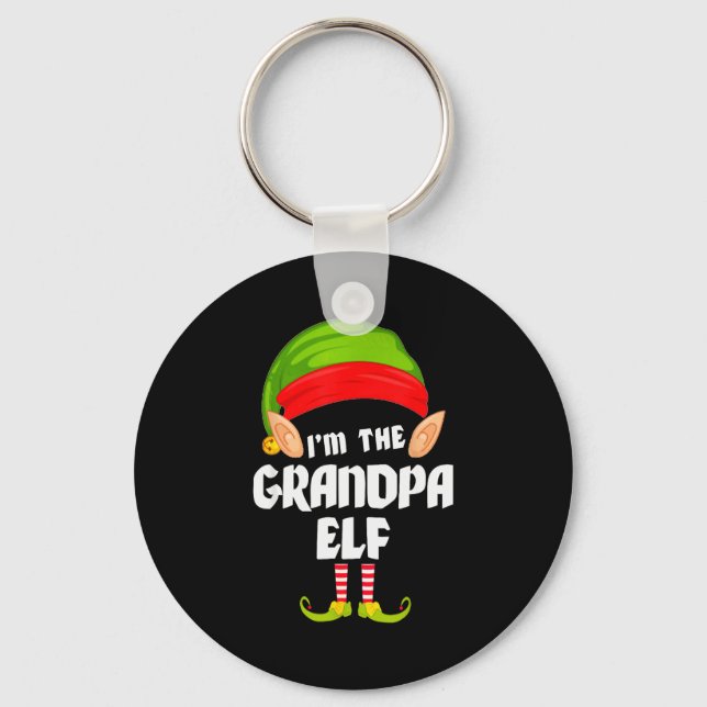 Funny Grandpa Elf Matching Family Group Pj Christm Key Ring (Front)