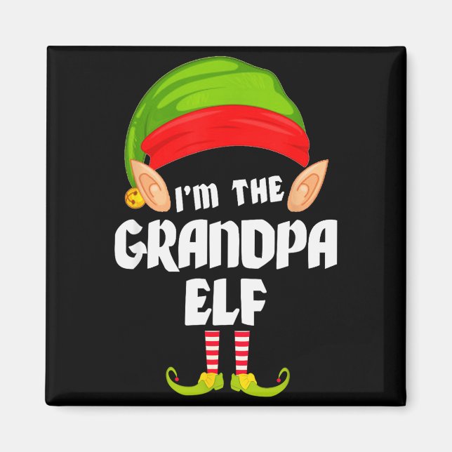 Funny Grandpa Elf Matching Family Group Pj Christm Magnet (Front)