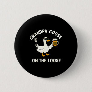 Funny grandpa goose on the loose bbq beer summer 6 cm round badge