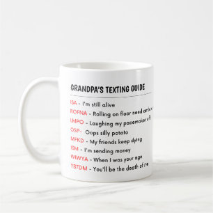 FUNNY Grandpa Grandma Grandparent TEXTING GUIDE Coffee Mug