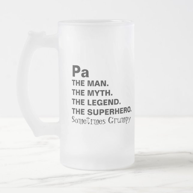 Funny Grandpa Grumpy Man Myth Legend  Frosted Glass Beer Mug (Left)