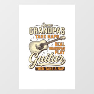 Funny Grandpa Guitar Vintage Engraving Shirt Desig Window Cling