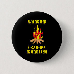 Funny Grandpa Is Grilling Gift Fathers Day Bbq Gif 6 Cm Round Badge