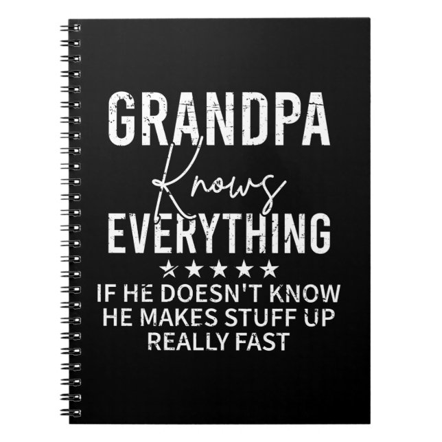 Funny Grandpa Knows Everything Vintage Gift Notebook (Front)