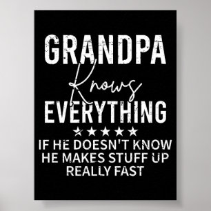 Funny Grandpa Knows Everything Vintage Gift Poster