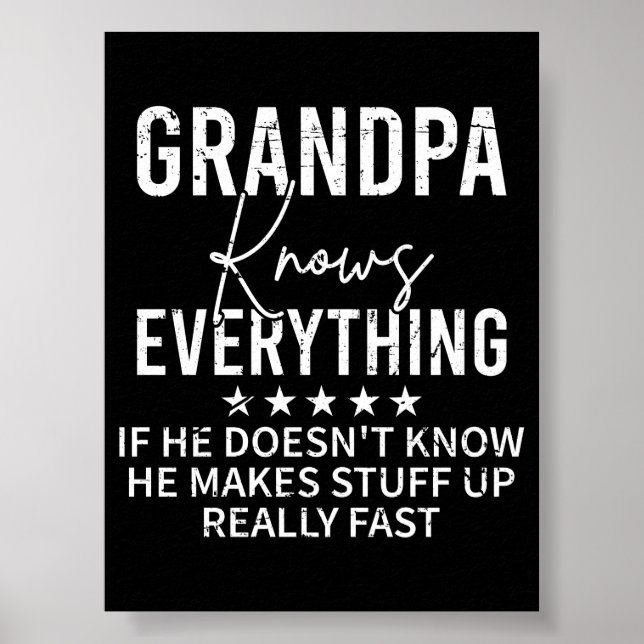 Funny Grandpa Knows Everything Vintage Gift Poster (Front)