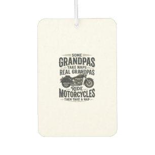 Funny Grandpa Motorcycle Nap Vintage Vector Design Car Air Freshener