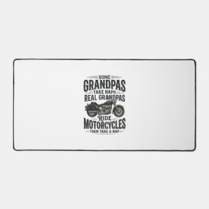 Funny Grandpa Motorcycle Nap Vintage Vector Design Desk Mat