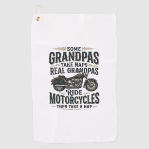 Funny Grandpa Motorcycle Nap Vintage Vector Design Golf Towel