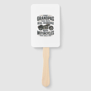 Funny Grandpa Motorcycle Nap Vintage Vector Design Hand Fan