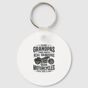 Funny Grandpa Motorcycle Nap Vintage Vector Design Key Ring