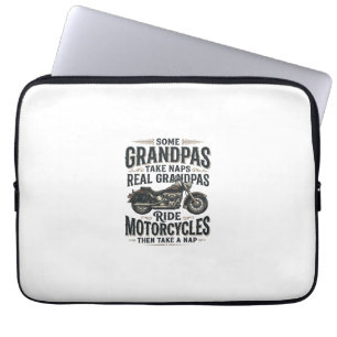 Funny Grandpa Motorcycle Nap Vintage Vector Design Laptop Sleeve