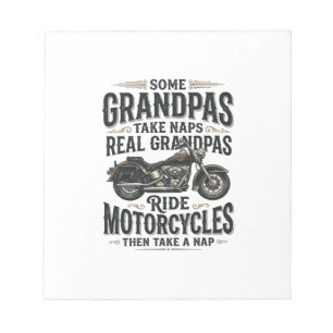 Funny Grandpa Motorcycle Nap Vintage Vector Design Notepad