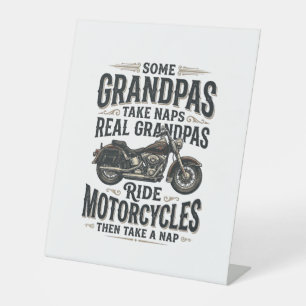 Funny Grandpa Motorcycle Nap Vintage Vector Design Pedestal Sign