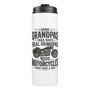 Funny Grandpa Motorcycle Nap Vintage Vector Design Thermal Tumbler