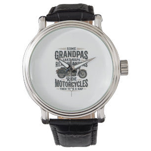 Funny Grandpa Motorcycle Nap Vintage Vector Design Watch