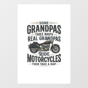Funny Grandpa Motorcycle Nap Vintage Vector Design Window Cling