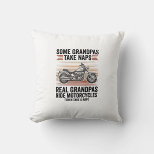 Funny Grandpa Motorcycle Vintage Engraving T-Shirt Cushion