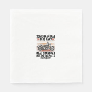 Funny Grandpa Motorcycle Vintage Engraving T-Shirt Napkin