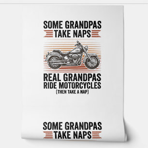 Funny Grandpa Motorcycle Vintage Engraving T-Shirt Wallpaper