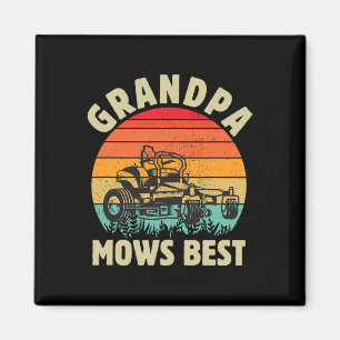 Funny Grandpa Mows Best Lawn Mowing Gardening Fath Magnet