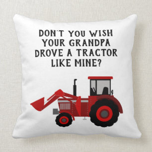 Funny Grandpa Red Tractor Quote Cushion