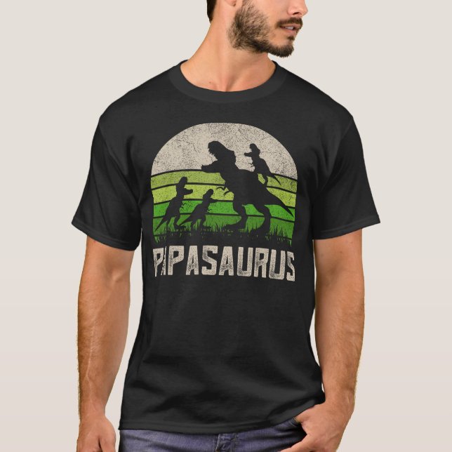 Funny Grandpa Shirts, Papasaurus Dinosaur 3 Kids F T-Shirt (Front)