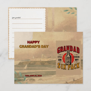 Funny Grandpa Six Pack Postcard - Father's Day 