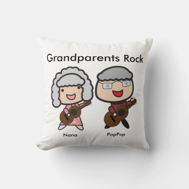 Funny Grandparents Rock Guitar Personalise Cushion (Front)