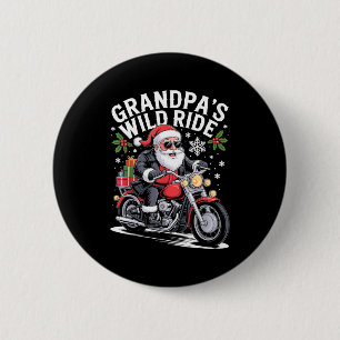 Funny Grandpa's Biker Ride Christmas Motorcycle Sa 6 Cm Round Badge