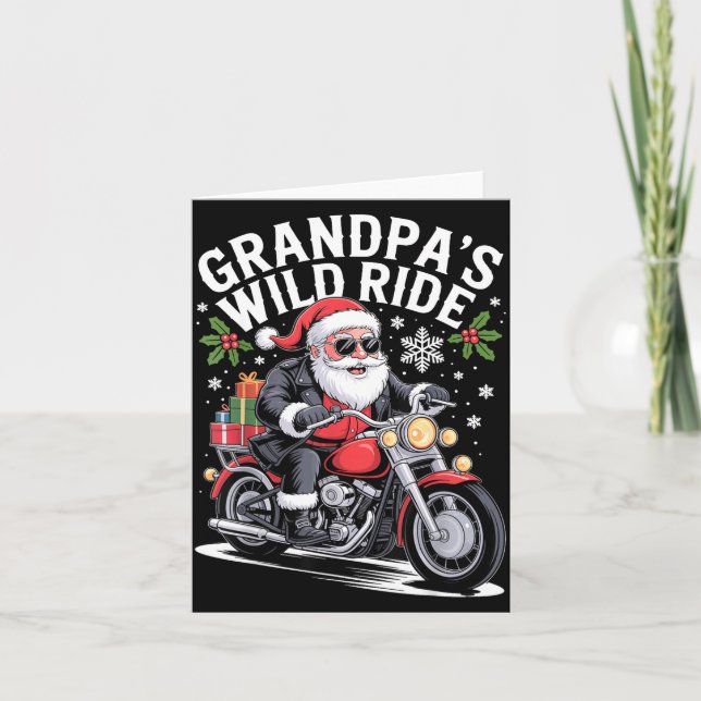 Funny Grandpa's Biker Ride Christmas Motorcycle Sa Card (Front)