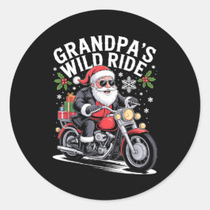 Funny Grandpa's Biker Ride Christmas Motorcycle Sa Classic Round Sticker