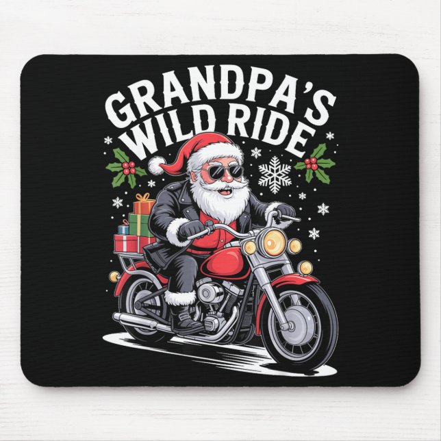Funny Grandpa's Biker Ride Christmas Motorcycle Sa Mouse Mat (Front)