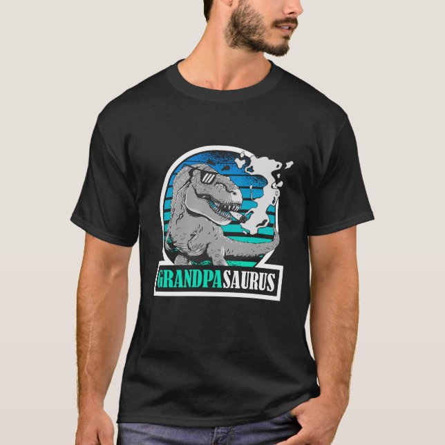 Funny Grandpasaurus Cool T-rex Dinosaur Grandpa T-Shirt (Front)