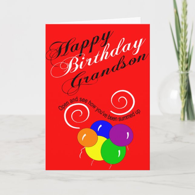funny grandson happy birthday wish card (Front)