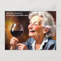 Funny Granny Drinking Wine