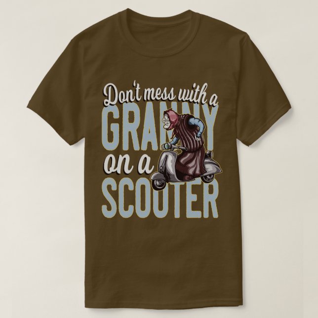 Funny Granny on a Scooter T-Shirt (Design Front)