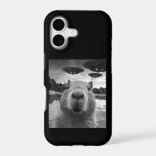 Funny Graphic Capybara Selfie with UFOs Weird