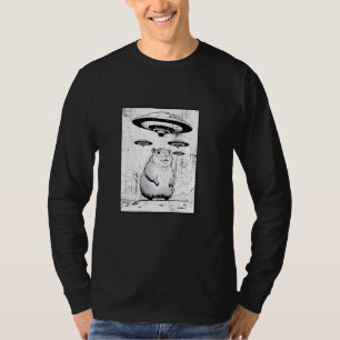 Funny Graphic Capybara Selfie with UFOs Weird T-Shirt