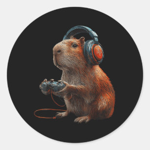 Funny Graphic Capybara Video Games For Gamer  Classic Round Sticker