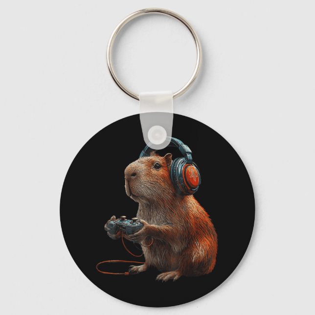 Funny Graphic Capybara Video Games For Gamer  Key Ring (Front)
