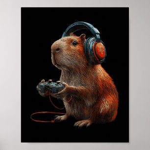 Funny Graphic Capybara Video Games For Gamer  Poster