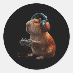 Funny Graphic Capyra Video Games For Gamer 1 Classic Round Sticker