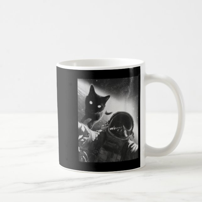 Funny Graphic Cat Astronaut Selfie Funny _1  Coffee Mug (Right)