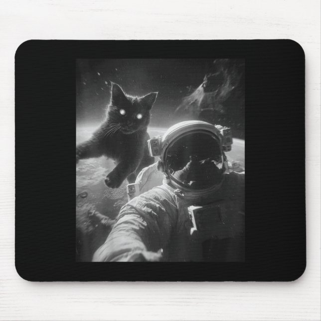Funny Graphic Cat Astronaut Selfie Funny  Mouse Mat (Front)